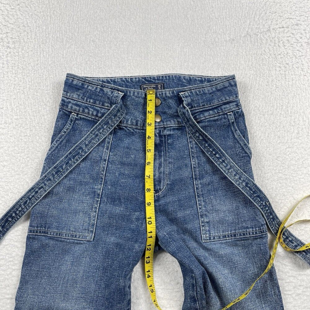 Abercrombie & Fitch Jeans Womens 29/8 Blue Denim Ultra High Rise Straight Belted - Picture 10 of 13